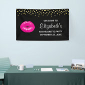 Hot-roze glimp op zwarte bachelorette spandoek (Beurs)