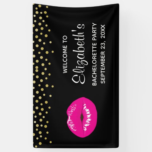 Hot-roze glimp op zwarte bachelorette spandoek (Verticaal)