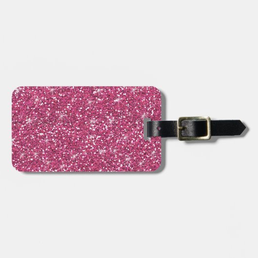 Hot-roze glitter bedrukt bagagelabel (Voorkant horizontaal)
