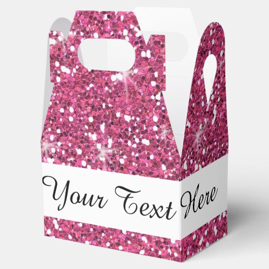 Hot-roze glitter bedrukt bedankdoosjes (Geopend)