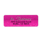 Hot roze glitter bokeh aangepaste tekst adreslabel etiket (Voorkant)