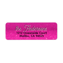 Hot roze glitter bokeh aangepaste tekst adreslabel etiket