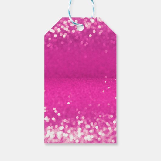 Hot roze glitter bokeh aangepaste tekst cadeaulabel (Achterkant)