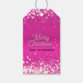 Hot roze glitter bokeh aangepaste tekst cadeaulabel (Voorkant)
