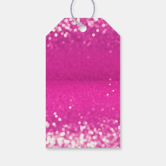 Hot roze glitter bokeh aangepaste tekst cadeaulabel (Achterkant)