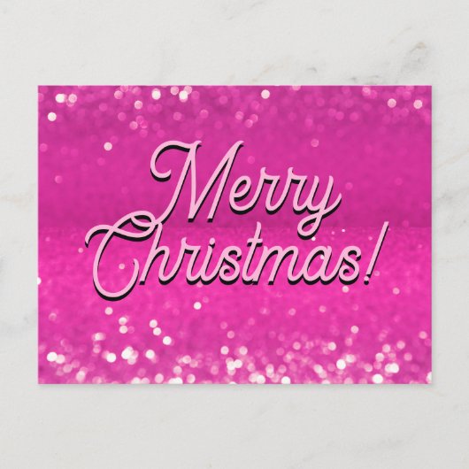 Hot roze glitter bokeh aangepaste tekst feestdagenkaart (Voorkant)