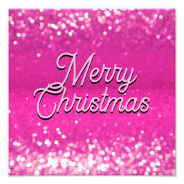 Hot roze glitter bokeh aangepaste tekst foto afdruk