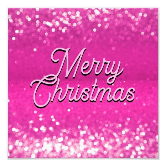 Hot roze glitter bokeh aangepaste tekst foto afdruk (Voorkant)