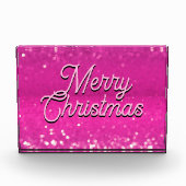 Hot roze glitter bokeh aangepaste tekst fotoblokken (Voorkant)