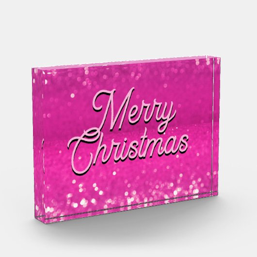 Hot roze glitter bokeh aangepaste tekst fotoblokken (Links)