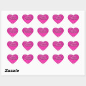 Hot roze glitter bokeh aangepaste tekst hart sticker (Vel)