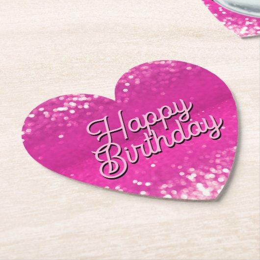 Hot roze glitter bokeh aangepaste tekst kartonnen onderzetters (Gekanteld)