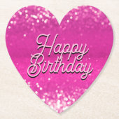 Hot roze glitter bokeh aangepaste tekst kartonnen onderzetters (Voorkant)