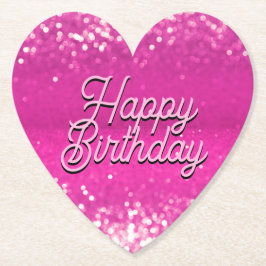 Hot roze glitter bokeh aangepaste tekst kartonnen onderzetters