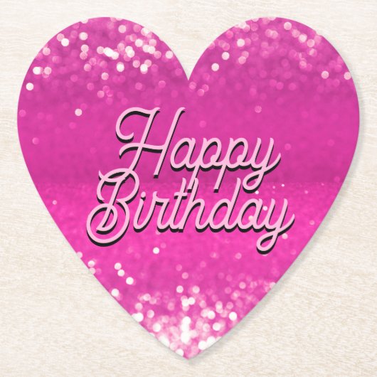Hot roze glitter bokeh aangepaste tekst kartonnen onderzetters (Voorkant)