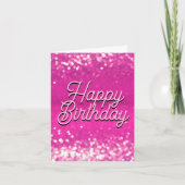 Hot roze glitter bokeh aangepaste tekst notitiekaartje (Voorkant)