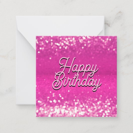 Hot roze glitter bokeh aangepaste tekst notitiekaartje (Voorkant)