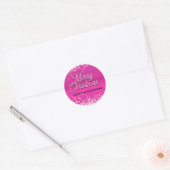 Hot roze glitter bokeh aangepaste tekst ronde sticker (Envelop)