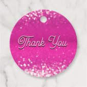 Hot roze glitter bokeh dank u bedankjes labels (Voorkant)