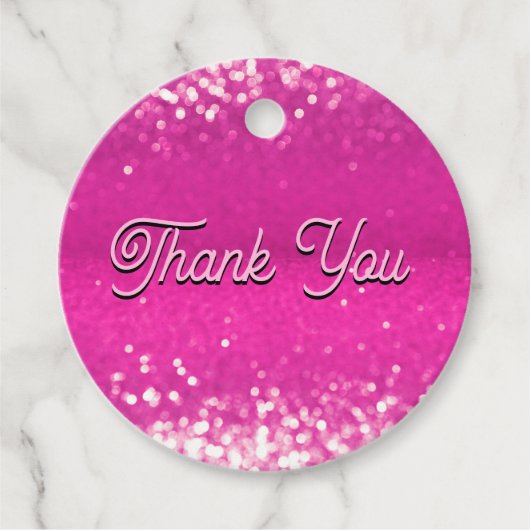 Hot roze glitter bokeh dank u bedankjes labels (Voorkant)