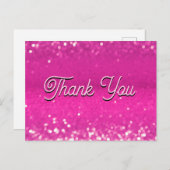 Hot roze glitter bokeh dank u briefkaart (Voorkant / Achterkant)