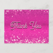 Hot roze glitter bokeh dank u briefkaart (Voorkant)