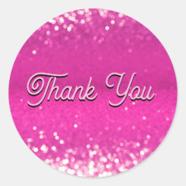 Hot roze glitter bokeh dank u ronde sticker