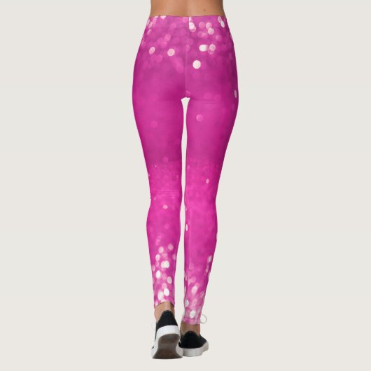 Hot roze glitter bokeh leggings (Achterkant)