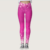 Hot roze glitter bokeh leggings (Voorkant)