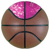 Hot roze glitter bokeh monogram basketbal (Rechts)
