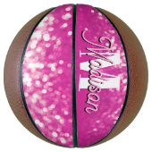 Hot roze glitter bokeh monogram basketbal (Verticaal)