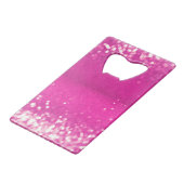 Hot roze glitter bokeh monogram creditkaart flessenopener (Achterkant Gekanteld)