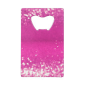 Hot roze glitter bokeh monogram creditkaart flessenopener (Achterkant)