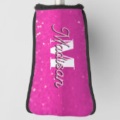 Hot roze glitter bokeh monogram golfheadcover (Draai 90)