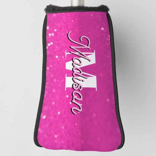 Hot roze glitter bokeh monogram golfheadcover (Draai 90)