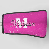 Hot roze glitter bokeh monogram golfheadcover (Voorkant)