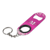 Hot roze glitter bokeh monogram mini flessenopener (Voorkant Gekanteld)