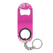 Hot roze glitter bokeh monogram mini flessenopener (Achterkant)
