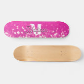 Hot roze glitter bokeh monogram persoonlijk skateboard (Horizontaal)