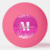 Hot roze glitter bokeh monogram pingpongbal (Achterkant)