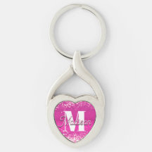 Hot roze glitter bokeh monogram