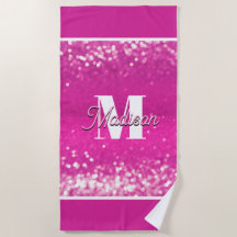 Hot roze glitter bokeh monogram
