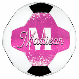 Hot roze glitter bokeh monogram voetbal
