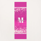 Hot roze glitter bokeh monogram yogamat (Voorkant)