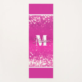 Hot roze glitter bokeh monogram yogamat