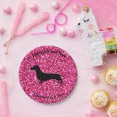 Hot-roze Glitter Dachshund Papierfeestjes Borden Papieren Bordje (Feest)