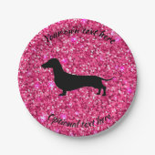 Hot-roze Glitter Dachshund Papierfeestjes Borden Papieren Bordje (Voorkant)
