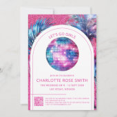 Hot roze glitter disco cowgirl vrijgezellenfeest kaart (Voorkant)