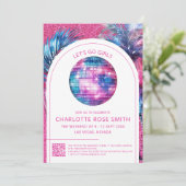 Hot roze glitter disco cowgirl vrijgezellenfeest kaart (Staand voorkant)