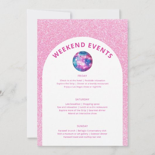 Hot roze glitter disco cowgirl vrijgezellenfeest kaart (Achterkant)